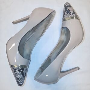 NUDE/SNAKE TIP PRINT HEELS | CHRISTIAN SIRIANO